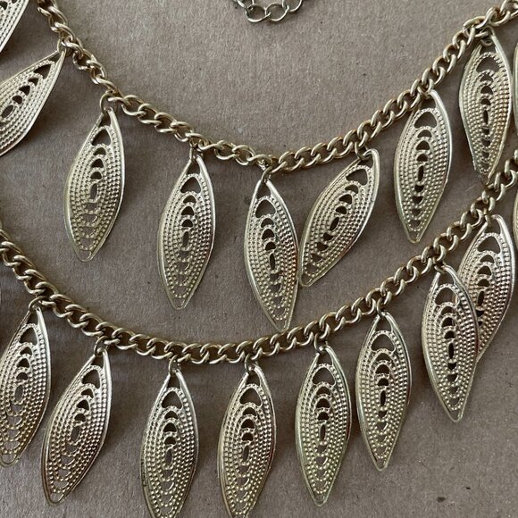Gold Leaf Double Layered Extendable Necklace - Picture 4 of 4